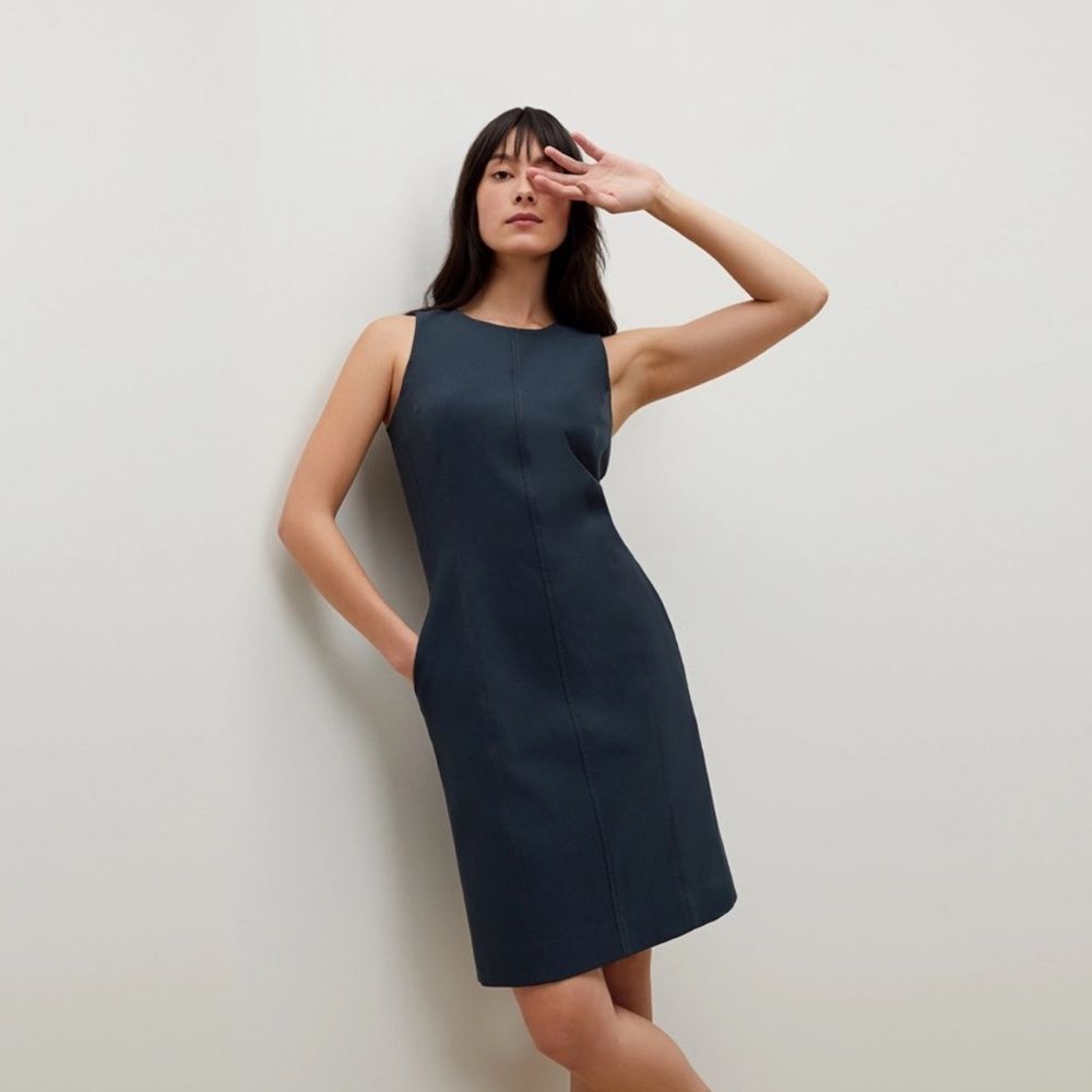MM LaFleur Constance Navy Night Everyday Twill Sleeveless Sheath Dress 10